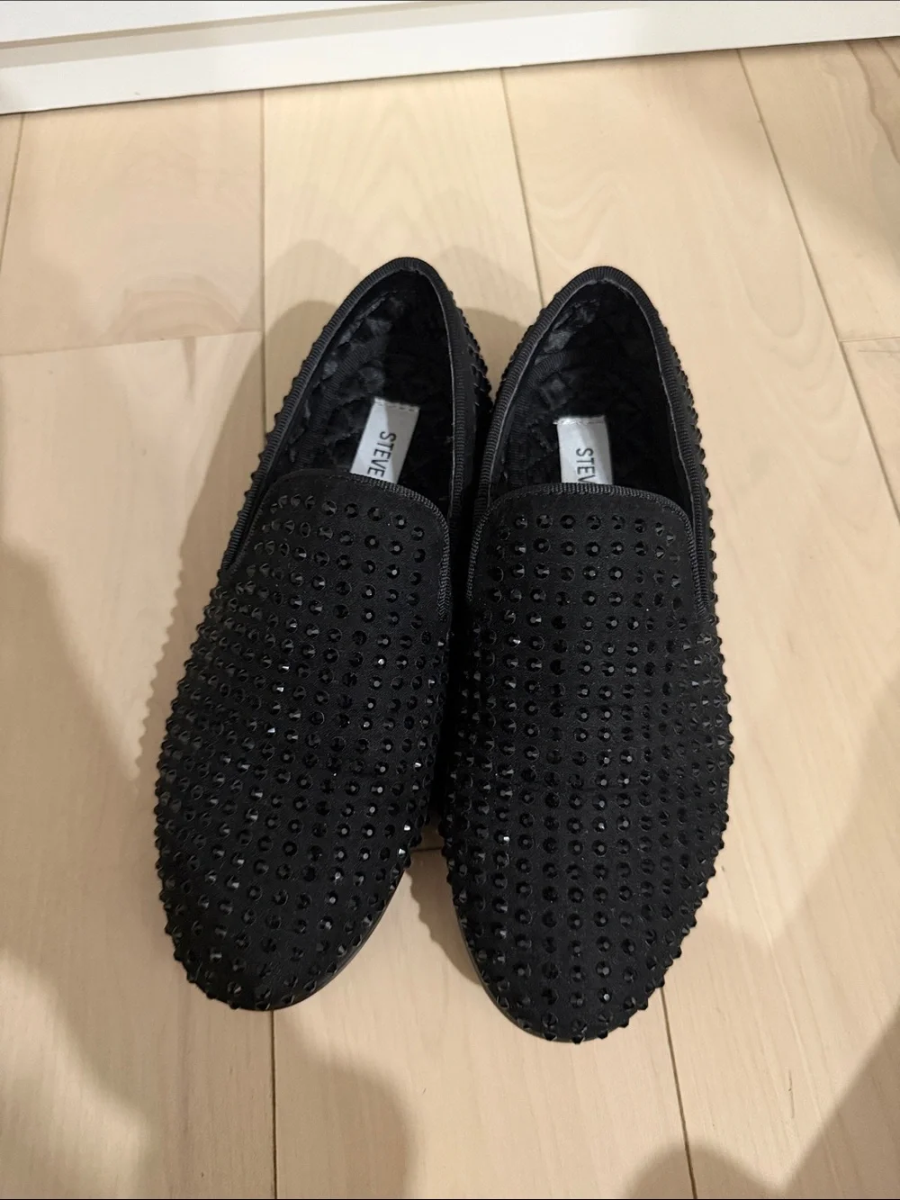 Steve Madden Black Studded Slip-On Loafers